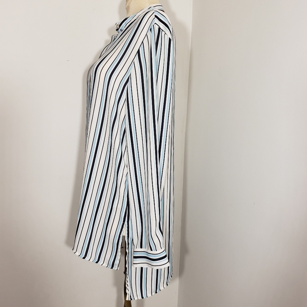 Spense blouse with mandarin collar and stipes Med - Picture 3 of 8